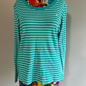 Ralph Lauren Polo Striped Teal Long Sleeve Top